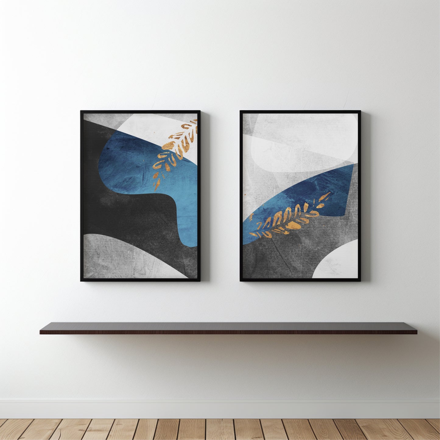 Azure Gold Abstract Wall Frame Set β Bold Minimal Luxury πβ¨