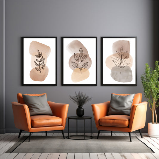 Botanical Leaf Wall Art Set of 3 | Modern Decor