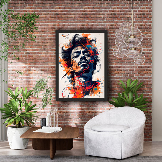 Abstract Bearded Man Wall Art | Colorful Splash & Modern Portrait Artwork