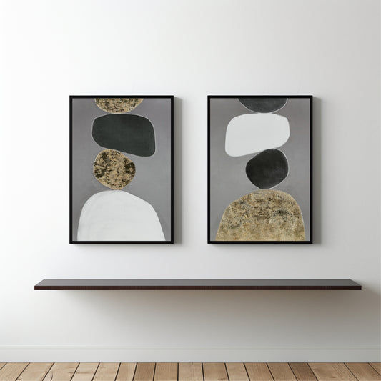 Neutral Balance Abstract Wall Frame Set β Earthy Modern Serenity π¨β¨