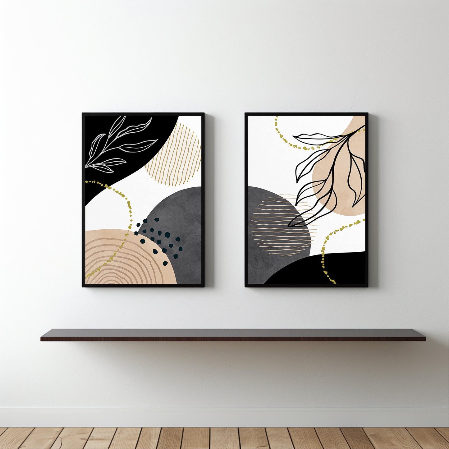 Modern Botanical Harmony Wall Frame Set β Abstract Nature Fusion πΏπ€