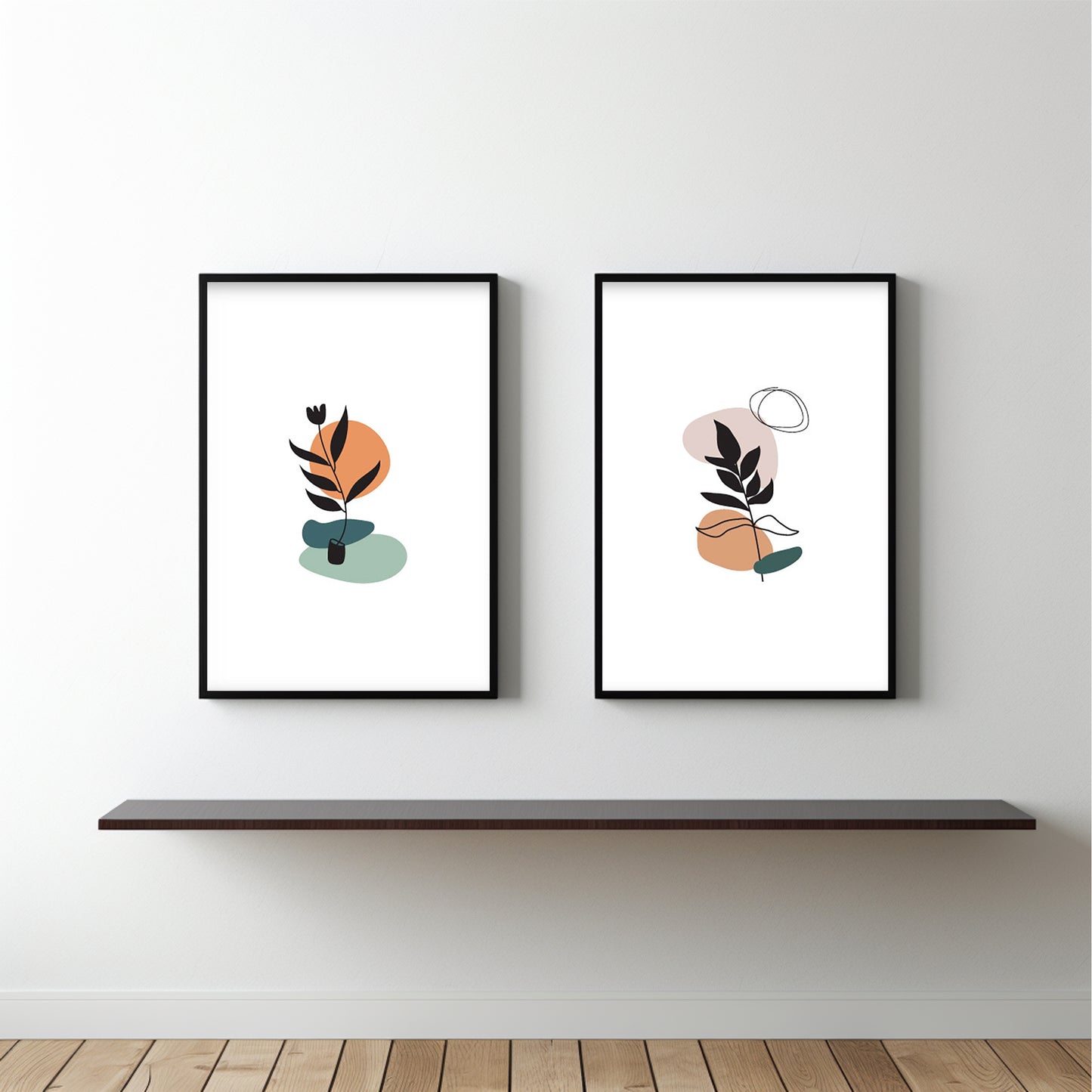 Abstract Leaf Harmony Wall Frame Set β Minimalist Art with Earthy Charm πΏ