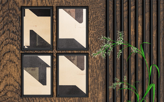 Silent Angles – Neutral Geometric Abstract Wall Art 🤍🖤✨