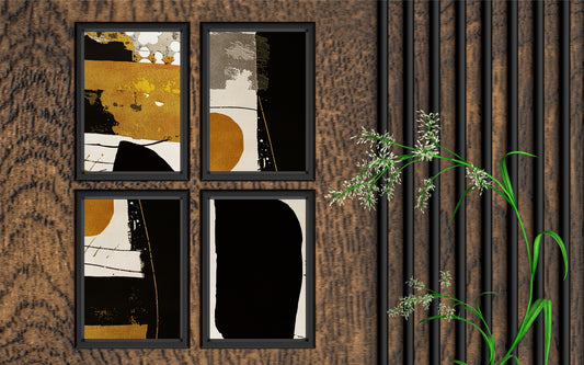 Gilded Contrast – Bold Modern Abstract Wall Art 🖤✨
