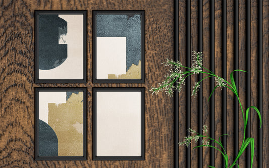 Muted Geometry – Minimal Abstract Wall Art 💙🤍