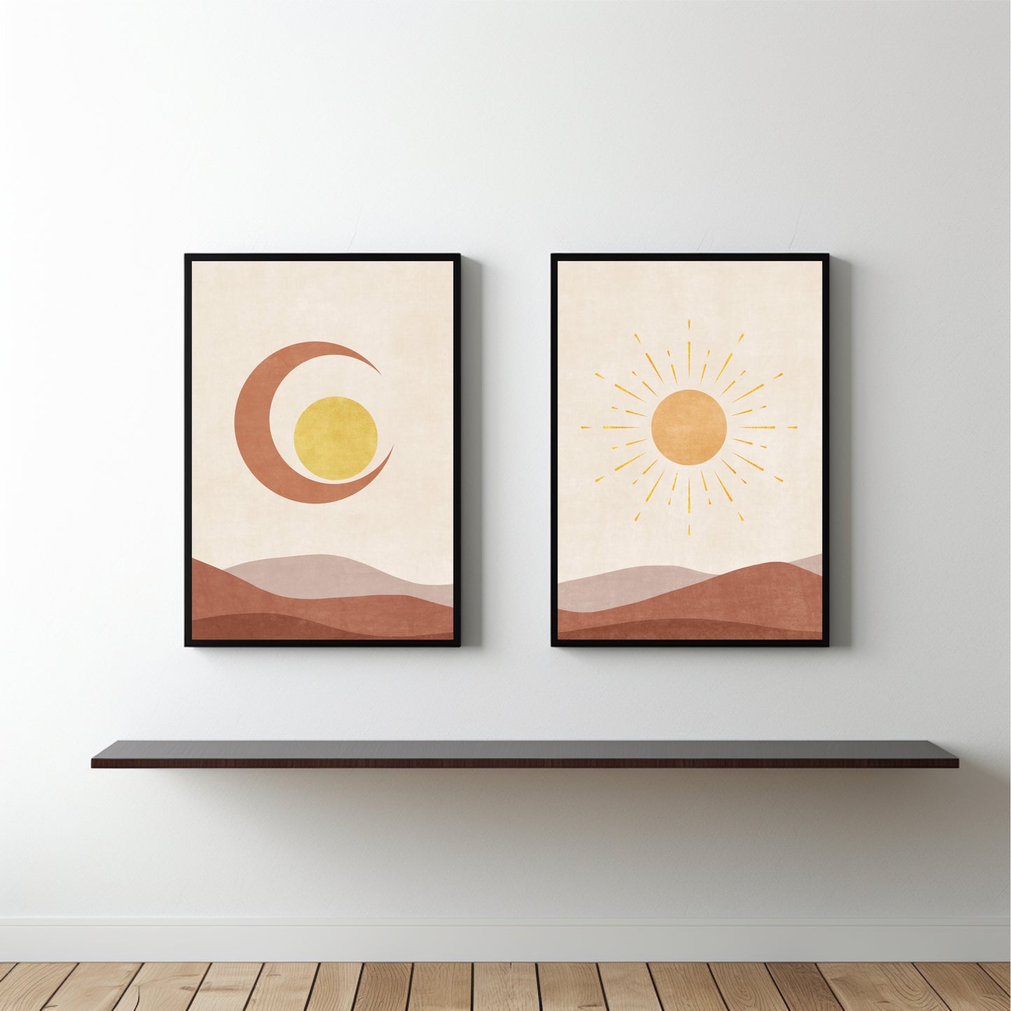 Sun & Moon Harmony Wall Frame Set β Minimal Boho Art for Peaceful Spaces βοΈπ