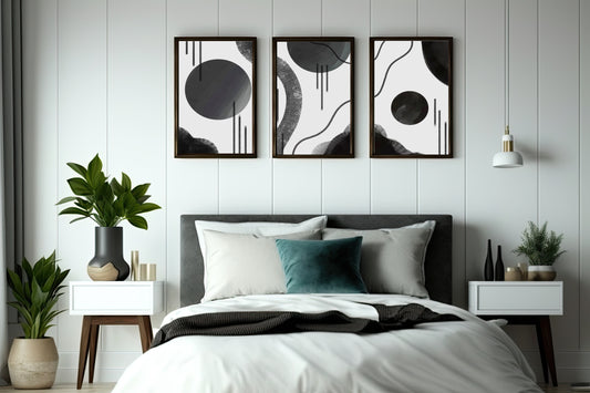 Monochrome Harmony Wall Frame Set β Modern Abstract Art for Contemporary Interiors