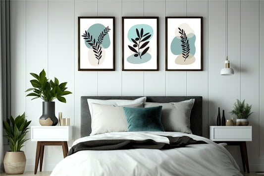 Golden Moonleaf Harmony Wall Frame Set β Modern Nature-Inspired Art π
