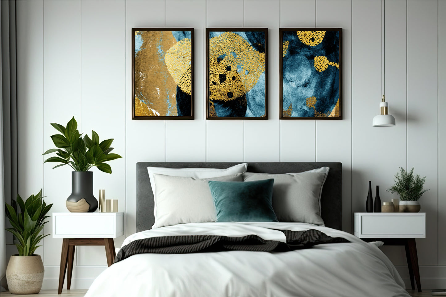Golden Mirage Wall Frame Set β Abstract Luxury in Blue & Gold π«