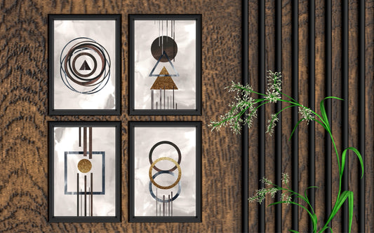 Modern Geometric Shapes Wall Frame Set β Abstract Luxury Art for Contemporary Interiors β¨