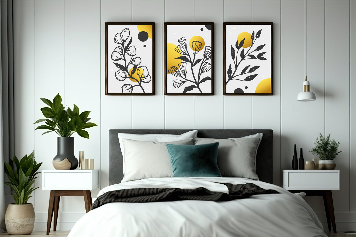 Golden Noir Botanical Wall Frame Set β Modern Floral Art for Stylish Interiors πΌ