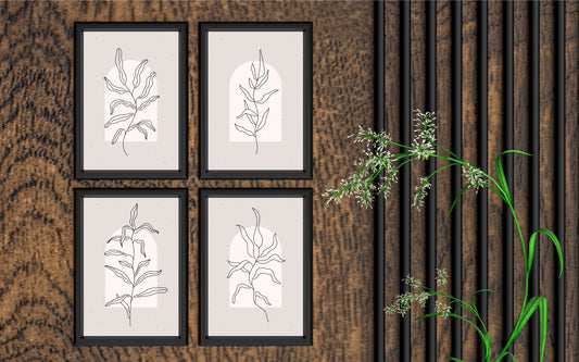 Abstract Leaf Line Art Frame Set β Modern Minimal Botanical Wall Decor πΏ
