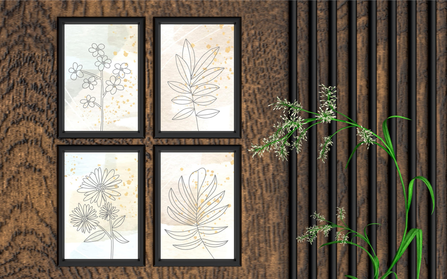 Botanical Line Art Wall Frame Set β Minimalist Nature Prints for Elegant Interiors πΏ