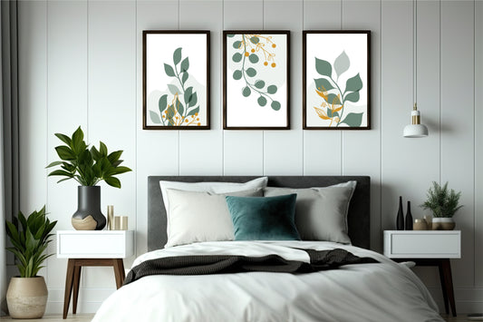 Emerald Leaf Wall Frame Set β Modern Botanical Art for Refreshing Spaces πΏ
