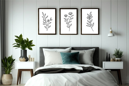 Monochrome Botanical Wall Frame Set β Elegant Minimal Line Art for Modern Spaces π€πΏ