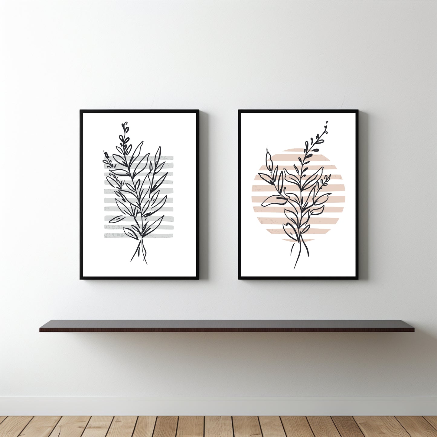 Minimal Botanical Duo Wall Frame Set β Modern Line Art for Elegant Interiors πΏ