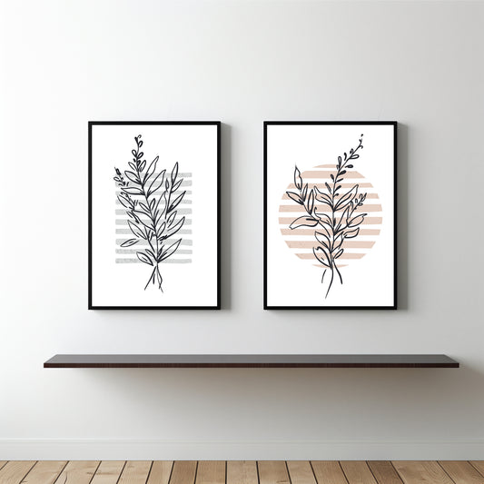 Minimal Botanical Duo Wall Frame Set β Modern Line Art for Elegant Interiors πΏ