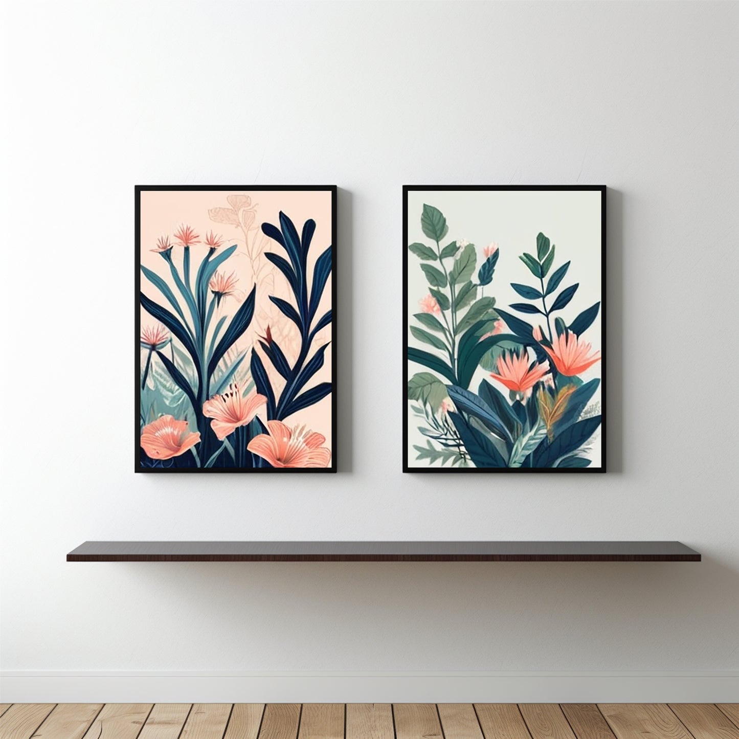 Tropical Bloom Wall Frame Set – Elegant Floral Art Prints for Modern Home Décor 🌸🌿