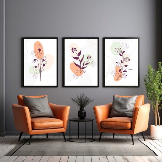 Floral Botanical Wall Art Set of 3
