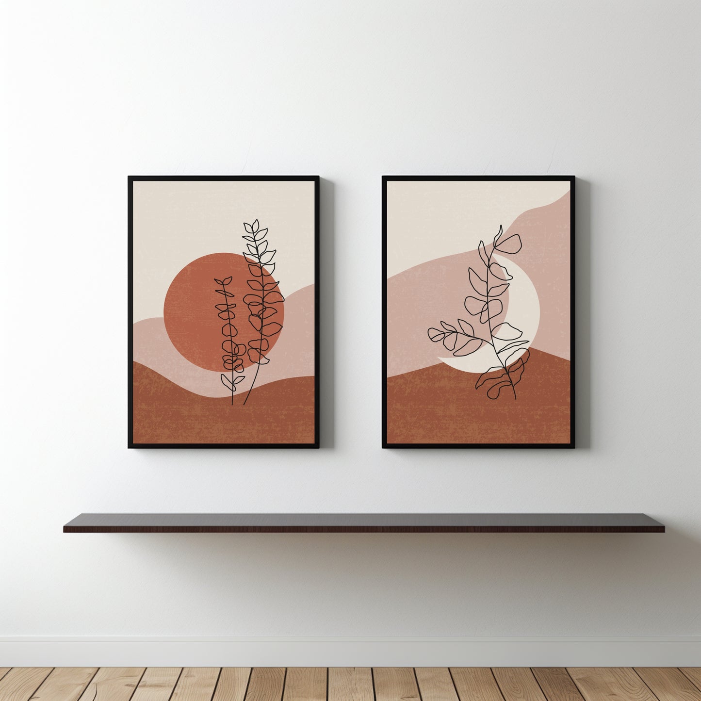 Abstract Botanical Duo Wall Frame Set β Modern Minimalist Art Prints πΏβ¨