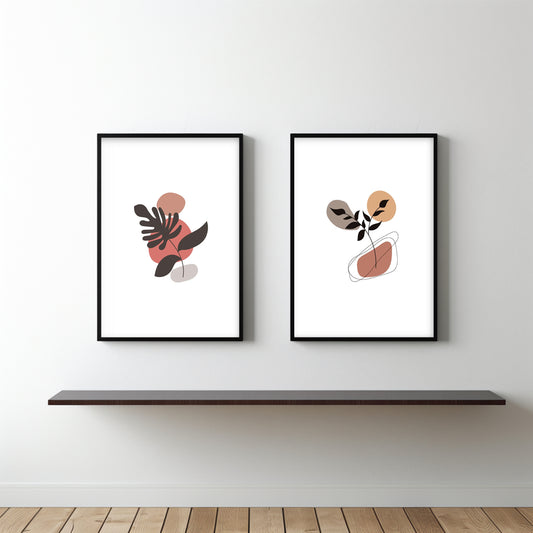 Muted Botanical Abstract Wall Frame Set β Modern Minimal Decor πΏβ¨