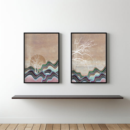 Mystic Waves Nature Wall Frame Set β Modern Art with Earthy Elegance ππΏ