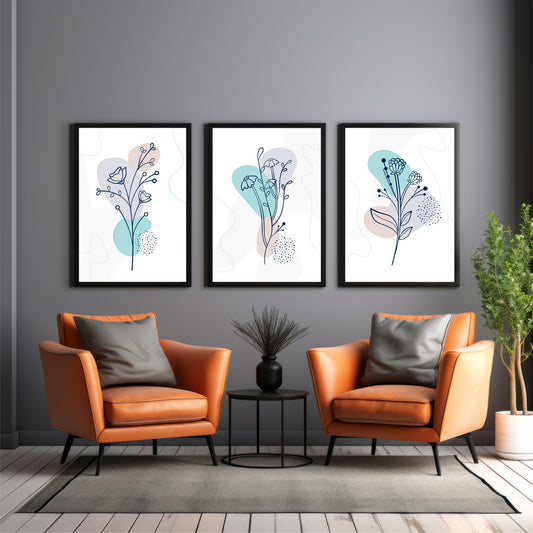 Floral Botanical Wall Art Set of 3