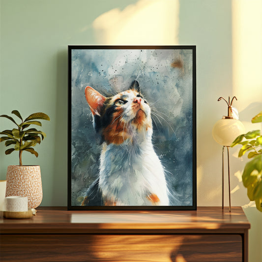 Cat Wall Art | Watercolor Cat Artwork | Framed Cat Portrait | Cute Pet & Animal Wall Decor