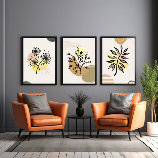 Botanical Floral Wall Art Set of 3