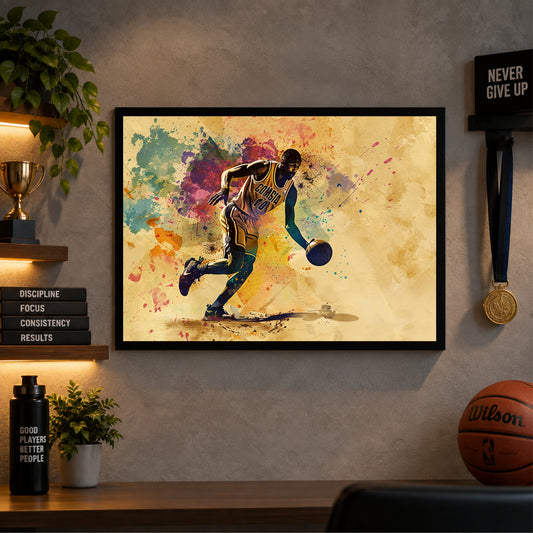 Basketball Player Action Wall Art | Framed Sports Print