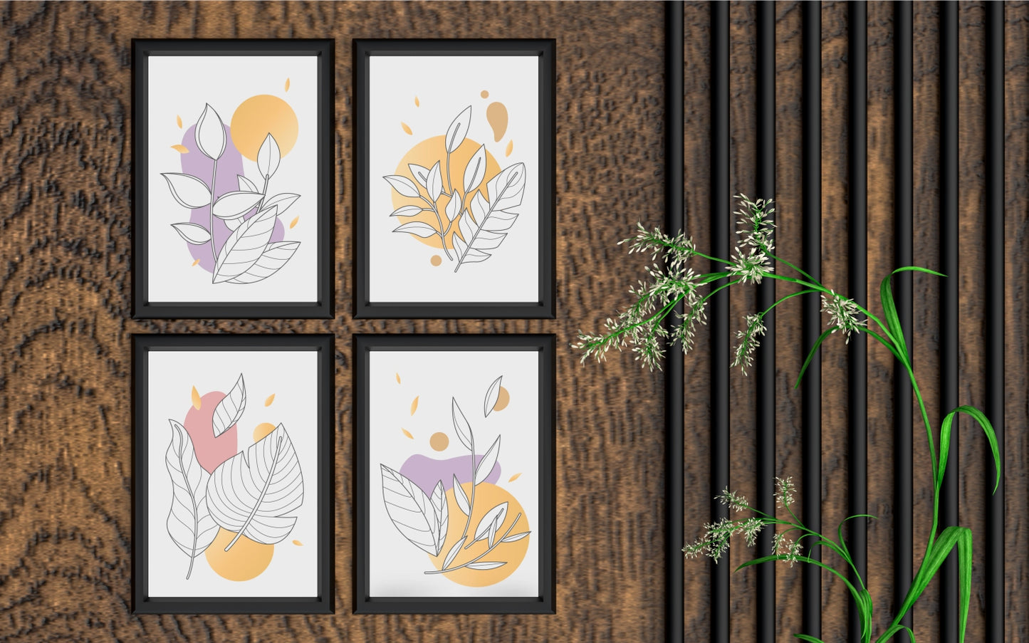 Pastel Harmony Botanical Wall Frame Set of 4 ๐ฟ๐จ