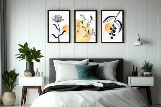Modern Botanical Bliss Wall Frame Set of 3 πΏπ€