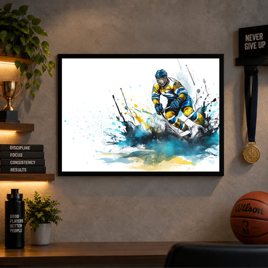 Hockey Player Action Wall Art | Framed Sports Print