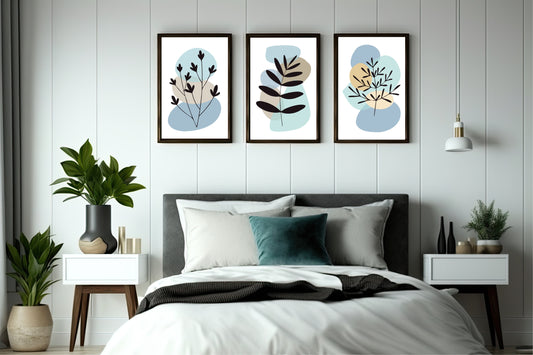 π Soft Pastel Botanical Wall Frame Set of 3 β Minimal Nature Abstract Art for Modern Interiors πΏ