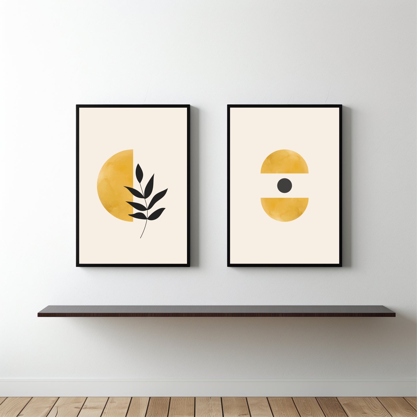Modern Geometric Botanical Duo β Minimal Abstract Wall Frame Set π