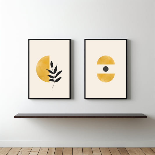 Modern Geometric Botanical Duo β Minimal Abstract Wall Frame Set π