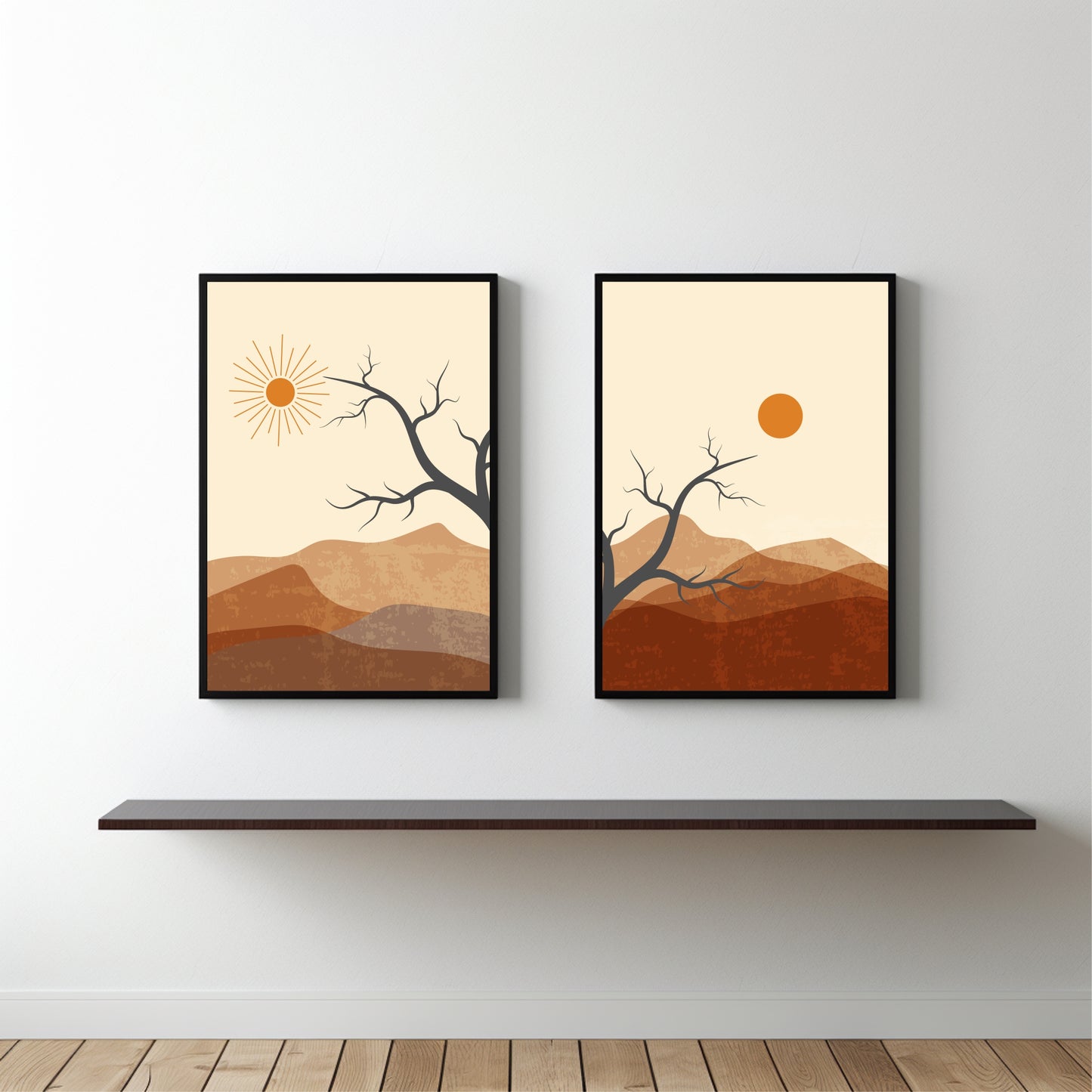 Desert Horizon Duo β Earthy Landscape Minimal Wall Frame Set π