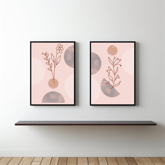 Blush Botanical Harmony Wall Frame Set β Minimal Line Art with Soft Pastel Charm πΈ