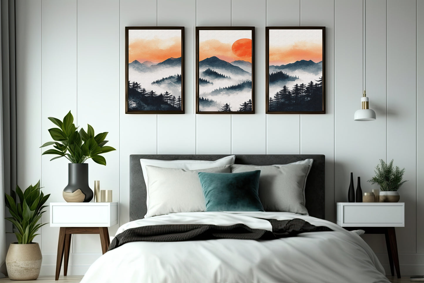 Misty Mountain Sunrise Wall Frame Set – Bring Nature’s Calm to Your Space