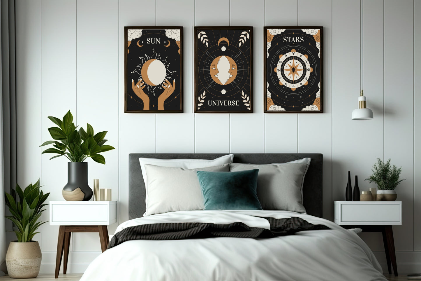 Sun, Universe & Stars Wall Frame Set – Cosmic Elegance for Modern Interiors