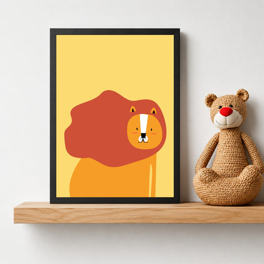 Cute Lion Wall Art | Minimalist Lion Kids Room Poster | Animal Nursery Decor