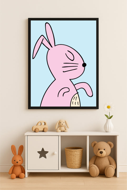 Bunny Bliss Wall Frame – Adorable Pastel Art for Kids’ Room 🐰💗