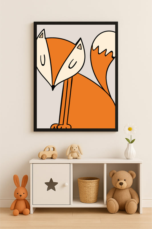 Foxy Friend Wall Frame – Cute Woodland Art for Kids’ Room 🦊🧡