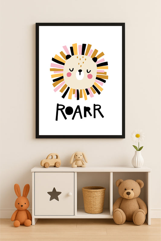 Roarrr Lion Wall Frame – Cute & Fun Kids Room Décor 🦁✨