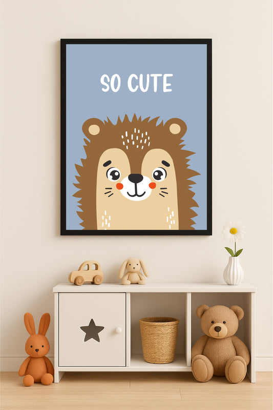 So Cute Hedgehog Wall Frame – Adorable Animal Art for Kids’ Room Décor 🦔💙