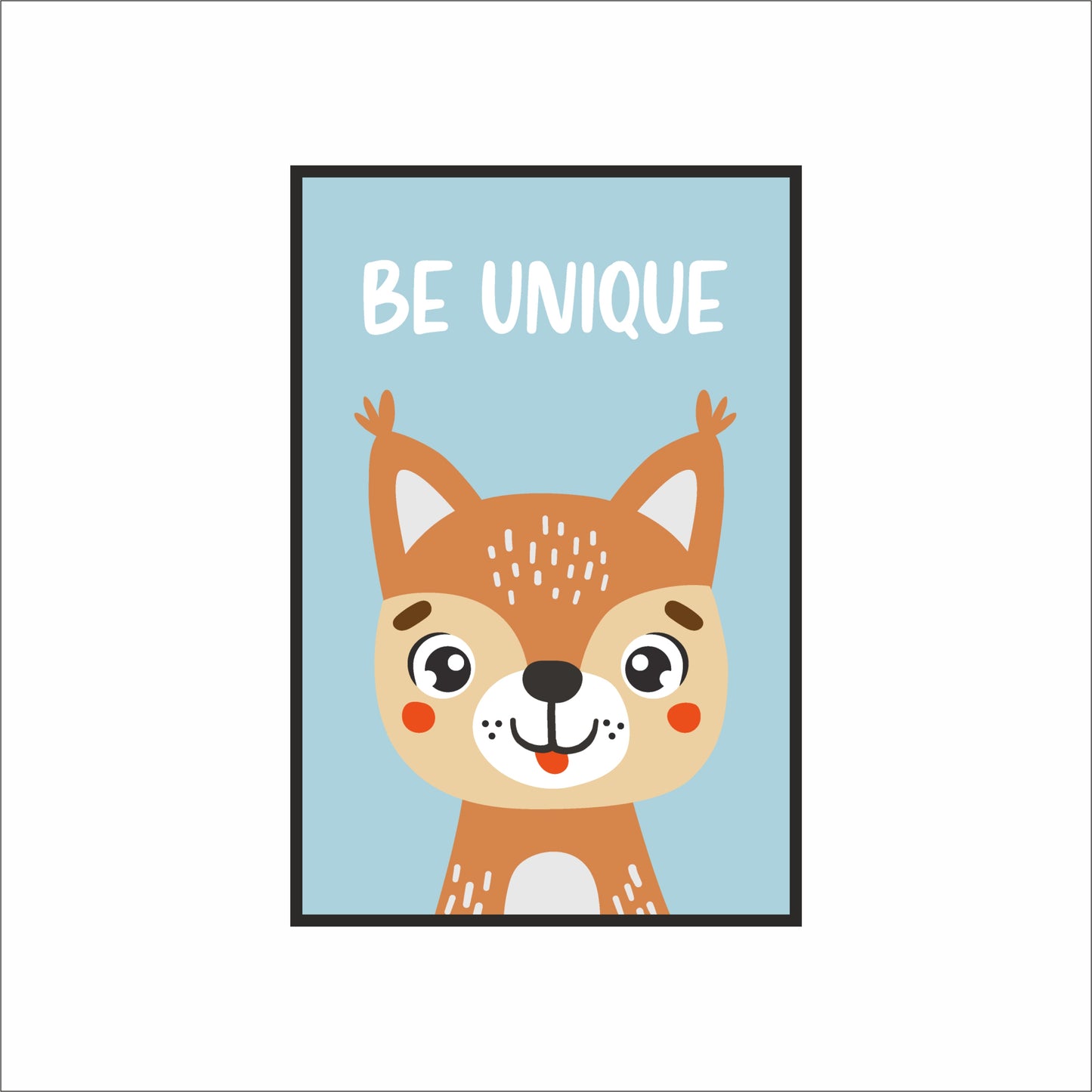 Be Unique Deer Wall Frame – Cute Animal Art for Kids’ Room Décor 🦌💙