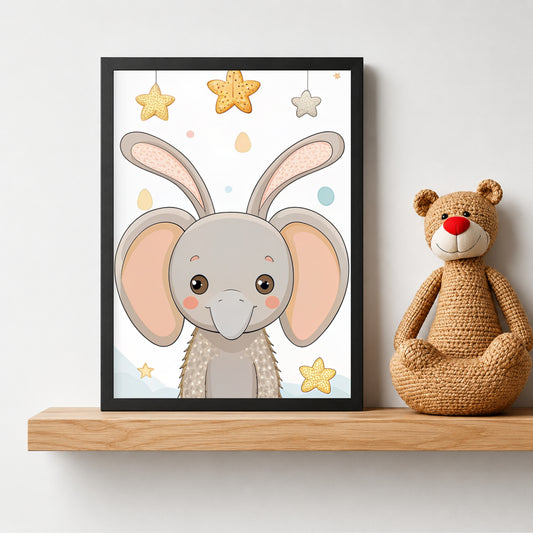 Cute Elephant Wall Art | Baby Elephant Nursery Poster | Safari Animal Kids Room Decor