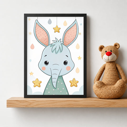 Cute Elephant Wall Art | Baby Elephant Nursery Poster | Safari Animal Kids Room Decor