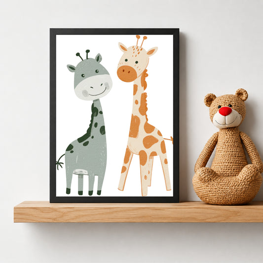 Cute Giraffe Wall Art | Baby Giraffe Nursery Poster | Safari Animal Kids Room Decor