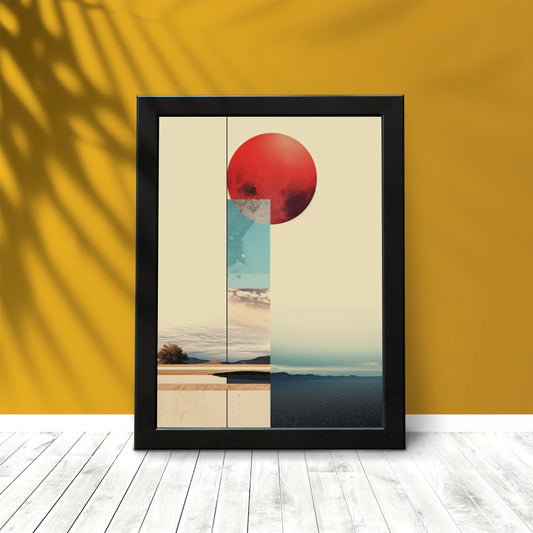 Crimson Horizon Wall Frame β Abstract Elegance for Modern Spaces π